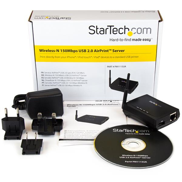 StarTech.com 1 Port USB Wireless-N 150Mbps AirPrint Server - 802.11b/g/n