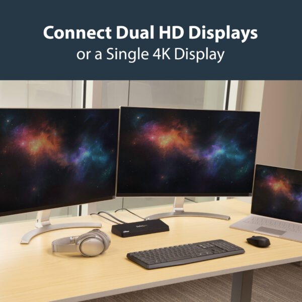 StarTech.com USB 3.0 Docking Station Dual Monitor with HDMI & 4K DisplayPort - USB 3.0 to 4x USB-A, Ethernet, HDMI and DP - USB Type A Universal Laptop Docking Station for Mac & Windows
