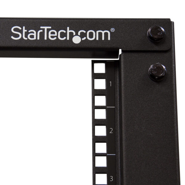 StarTech.com 4-Post 12U Mobile Open Frame Server Rack, Four Post 19" Network Rack with Wheels, Rolling Rack with Adjustable Depth for Computer/AV/Data/IT Equipment - Casters, Leveling Feet or Floor Mounting