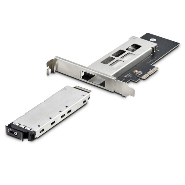 StarTech.com M.2 NVMe SSD to PCIe x4 Mobile Rack/Backplane with Removable Tray for PCI Express Expansion Slot, Tool-less Installation, PCIe 4.0/3.0 Hot-Swap Drive Bay, Key Lock - 2 Keys Included