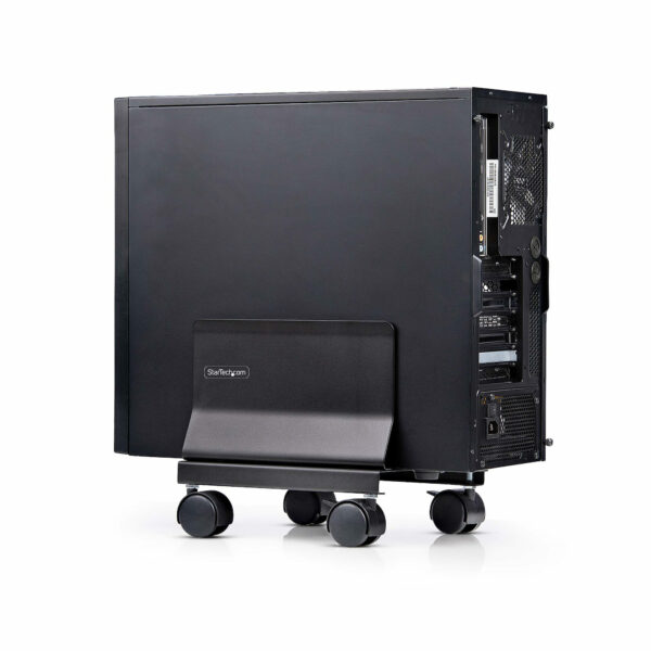 StarTech.com Computer Tower Cart, Rolling Mobile CPU Caddy on Wheels (Casters), Max Load 46.3lb/21kg, Adjustable PC Case Mount, Desktop Floor Stand, Steel Dolly