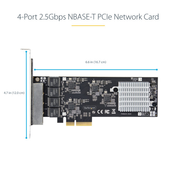 StarTech.com 4-Port 2.5Gbps NBASE-T PCIe Network Card, Intel I225-V, Quad-Port Computer Network Card, Multi-Gigabit NIC, PCI Express Server LAN Card, Desktop Ethernet Interface