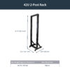 StarTech.com 2-Post 42U Mobile Open Frame Server Rack, Two Post 19in Network Rack with Wheels, Rolling Open Rack for AV/Data/Media/IT Equipment, Computer Rack for Home/Office Spaces - Casters Included