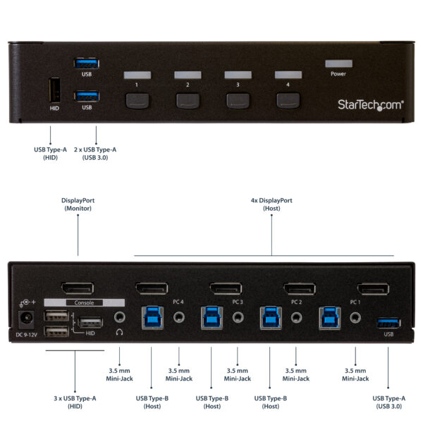 StarTech.com 4-Port DisplayPort KVM Switch - USB 3.0 - 4K 30Hz
