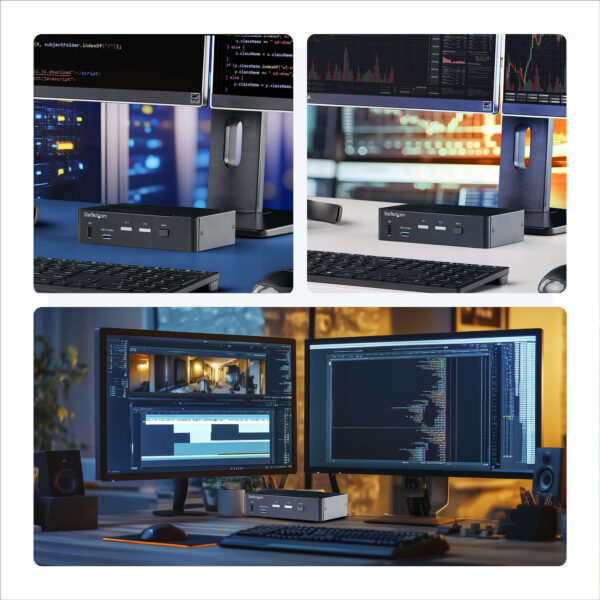 StarTech.com 2-Port DisplayPort KVM Switch, 4K 60Hz, DP 1.2, EDID Management, 2-Port USB 3.0 Hub, 4x USB HID Ports, TAA Compliant