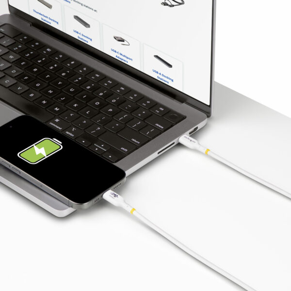 StarTech.com 2m White USB-C Charging Cable, USB-IF Certified USB C Cable, 240W PD EPR, USB 2.0 Type-C Laptop Charger Cord, USB-C Data Transfer Cable, TPE Jacket