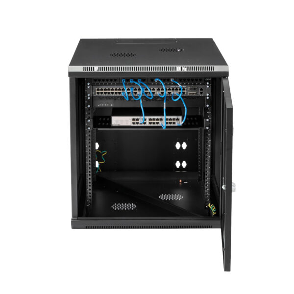 StarTech.com 4-Post 12U Wall Mount Network Cabinet with 1U Shelf, 19" Hinged Wall-Mounted Server Rack for Data / AV / Electronics / Computer Equipment, Flexible Vented Rack Enclosure