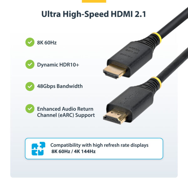 StarTech.com HDMI21-CBL-8K60-4M HDMI cable HDMI Type A (Standard) Black