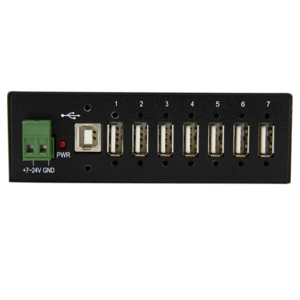 StarTech.com 7-Port USB 2.0 Hub - Metal Industrial USB-A Hub with ESD Protection & 350W Surge Protection - Din Rail, Wall or Desk Mountable - TAA Compliant USB Expander Hub