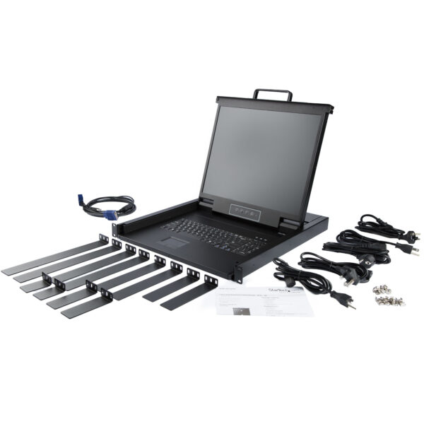 StarTech.com Rackmount KVM Console - Single Port VGA KVM with 19" LCD Monitor for Server Rack - Fully Featured Universal 1U LCD KVM Drawer w/Cables & Hardware - USB Support - 50,000 MTBF