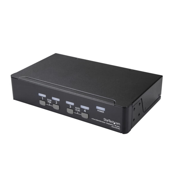 StarTech.com 4 Port DisplayPort KVM Switch - 4K 60Hz - Single Display - Dual Port UHD DP 1.2 USB KVM Switch with Integrated USB 2.0 Hub & Audio - Dell, HP, Apple, Lenovo - TAA Compliant