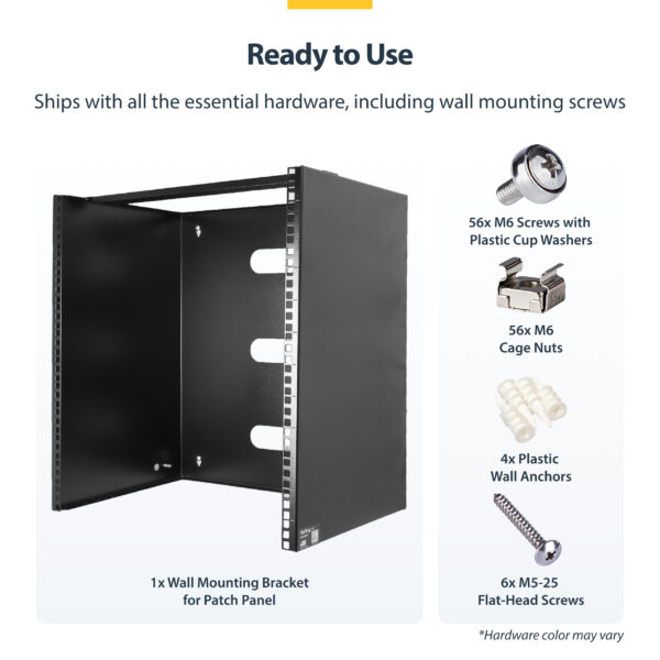 StarTech.com 14U Wall Mount Network Rack - 14 Inch Deep (Low Profile) - 19" Patch Panel Bracket for Shallow Server, IT Equipment, Network Switches - 77lbs/35kg Weight Cap., Black