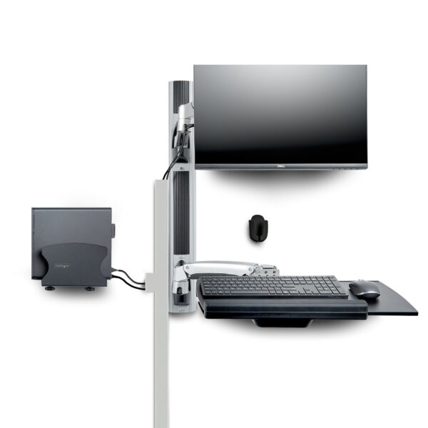StarTech.com Wall Mount Workstation, VESA Mount For 32" Monitors (22lb/10kg), Fully Articulating Single Monitor Mount & Keyboard Tray w/Desktop Computer/PC Bracket, Standing Desk