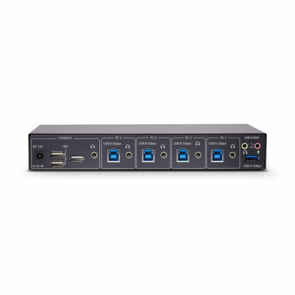 StarTech.com 4-Port KM Switch with Mouse Switching, USB Switch for Keyboard/Mouse, 3.5mm/USB Audio, Peripheral Sharing for 4 Computers, TAA Compliant