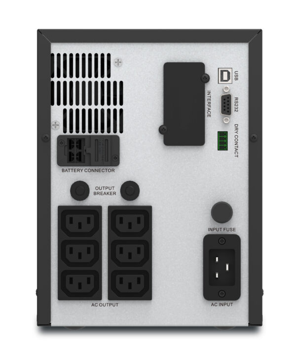 APC Easy UPS 1 Ph Line Interactive, 3kVA, Tower, 230V, 6 IEC C13 outlets, AVR, Dry Contact, LCD, W/O Network Card support