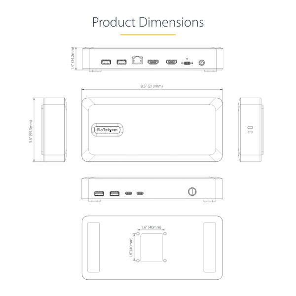 StarTech.com Dual-Monitor USB4 Docking Station, Dual 4K 120Hz or Single 8K 60Hz HDMI, 100W Laptop Charging, 2.5GbE, USB-C Multi-Monitor Dock, Driverless