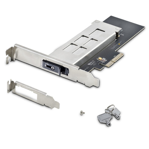 StarTech.com M.2 NVMe SSD to PCIe x4 Mobile Rack/Backplane with Removable Tray for PCI Express Expansion Slot, Tool-less Installation, PCIe 4.0/3.0 Hot-Swap Drive Bay, Key Lock - 2 Keys Included