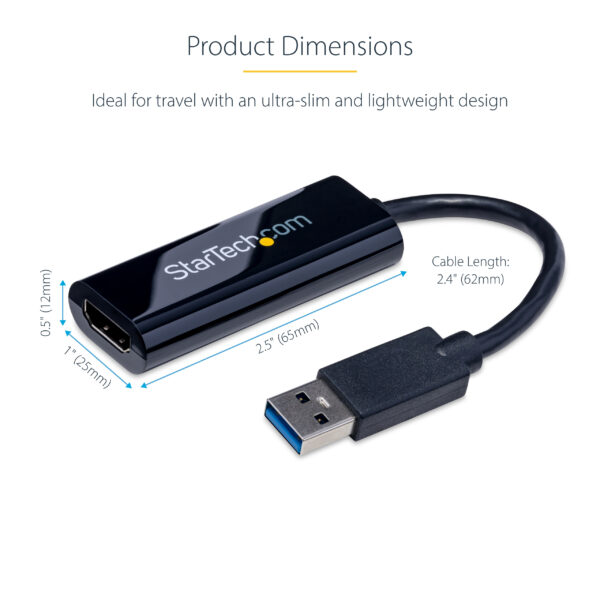 StarTech.com USB 3.0 to HDMI Adapter, USB to HDMI Monitor Converter for Windows, 1080P (no support for macOS/ChromeOS/Linux) - TAA