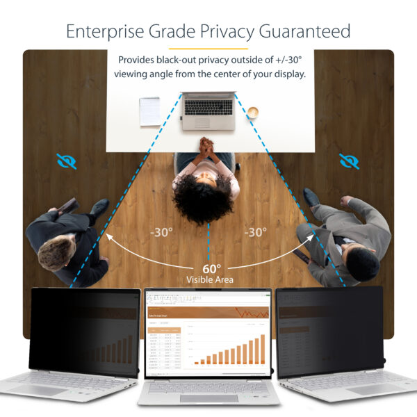 StarTech.com 13.5-inch 3:2 Flip-Over Privacy Screen with Touch, Anti-Glare Privacy Filter, Laptop Monitor Screen Protector with 51% Blue Light Reduction