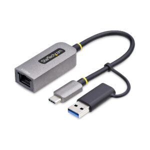 StarTech.com 2.5GbE USB-C to Ethernet Adapter with USB-A Converter, NBASE-T NIC, USB 3.0 Type-C 2.5/1G Multi Speed Network, Thunderbolt Compatible, Windows & Mac