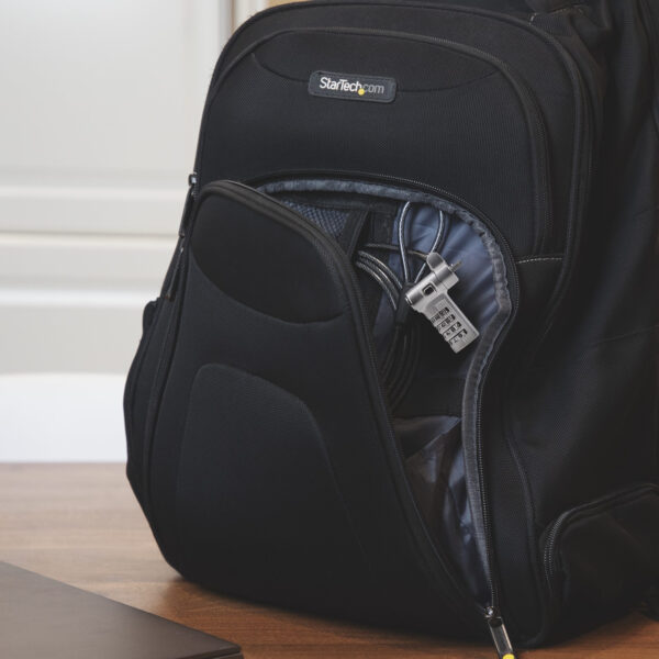 StarTech.com Universal Laptop Cable Lock 6.6ft (2m), Serialized Security Cable for Notebook, Compatible w/Noble Wedge®/Nano/K-Slot; Keyless Combination Cable, TAA