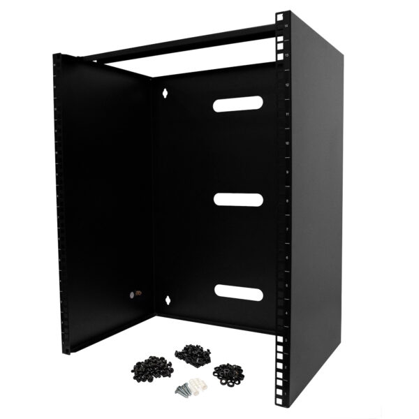 StarTech.com 14U Wall Mount Network Rack - 14 Inch Deep (Low Profile) - 19" Patch Panel Bracket for Shallow Server, IT Equipment, Network Switches - 77lbs/35kg Weight Cap., Black