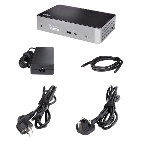 StarTech.com USB C Dock - 4K 60Hz Quad Monitor DisplayPort & HDMI - Universal USB-C Docking Station with 100W Power Delivery - USB Hub with 1x USB Type-C & 3x USB-A, Ethernet, Audio
