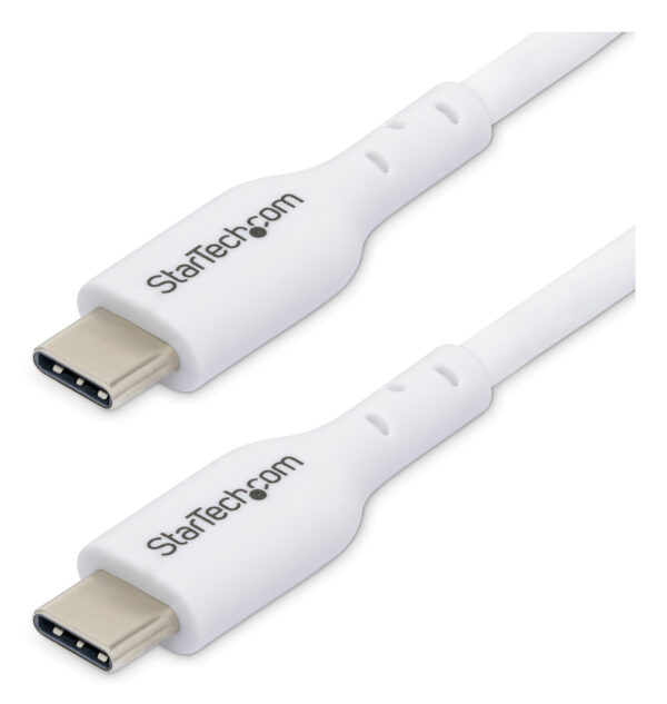 StarTech.com 1m (3.3ft) White USB-C Charging Cable, USB C Cable, USB 2.0 Type-C Laptop Charger Cord, 60W 3A Power Delivery, TPE Jacket, USB-C Data Transfer Cable, M/M