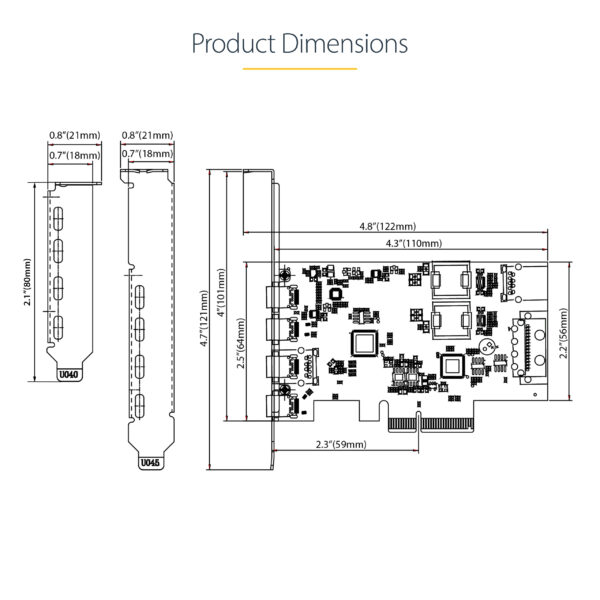 StarTech.com 5-Port USB PCIe Card, USB 3.2 10Gbps, PCI Express Card with 4x USB-C Ports, 1x USB-A Internal Port, USB PCIe Controller Card, Windows/macOS/Linux
