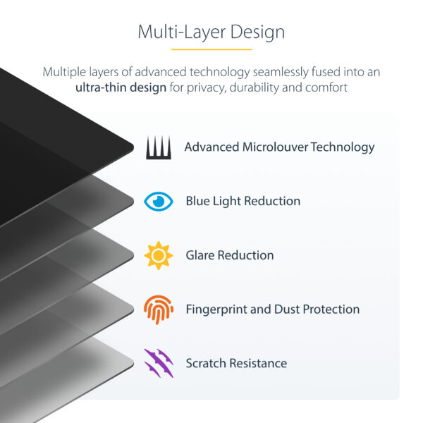 StarTech.com 4-Way Privacy Screen For 13-inch Surface Pro 8/9/X Laptop, Portrait/Landscape Modes, Touch-Enabled, +/- 30 Deg. View, Blocks up to 51% Blue Light, Anti-Glare