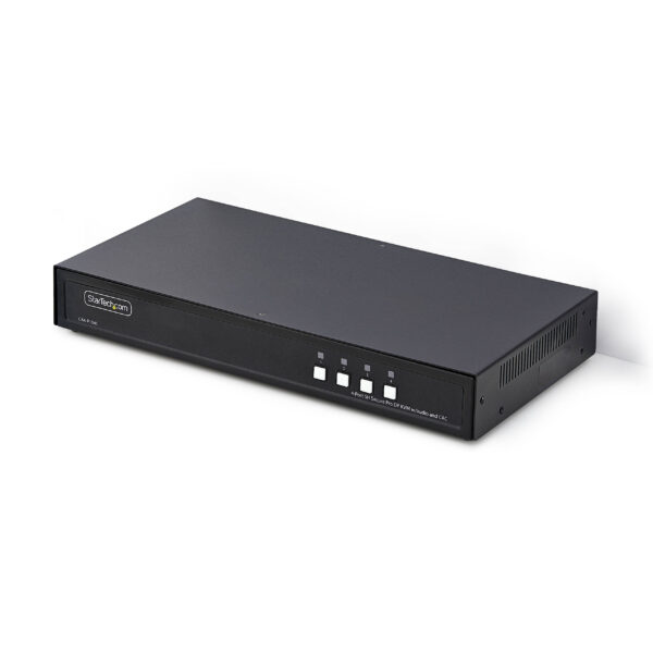 StarTech.com Secure 4-Port KVM Switch, DisplayPort, 4K 30Hz, NIAP 4.0 Desktop KVM, Metal Housing, CAC Port, Made in the USA