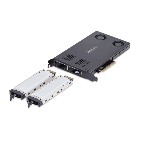 StarTech.com Dual-Bay M.2 NVMe SSD to PCIe x8 Removable Mobile Rack; Bifurcation Required; Tool-less Installation, PCIe Backplane w/Two Hot-Swap Drive Bays