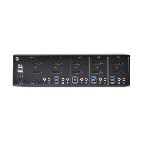 StarTech.com 4-Port Dual-Monitor DisplayPort KVM Switch, 4K 60Hz, 2x USB 5Gbps Hub Ports, 2x USB 2.0 HID Ports, Hotkey and Push-Button Switching, TAA Compliant - 3.5mm Audio, HDCP