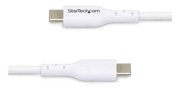 StarTech.com 1m (3.3ft) White USB-C Charging Cable, USB C Cable, USB 2.0 Type-C Laptop Charger Cord, 60W 3A Power Delivery, TPE Jacket, USB-C Data Transfer Cable, M/M