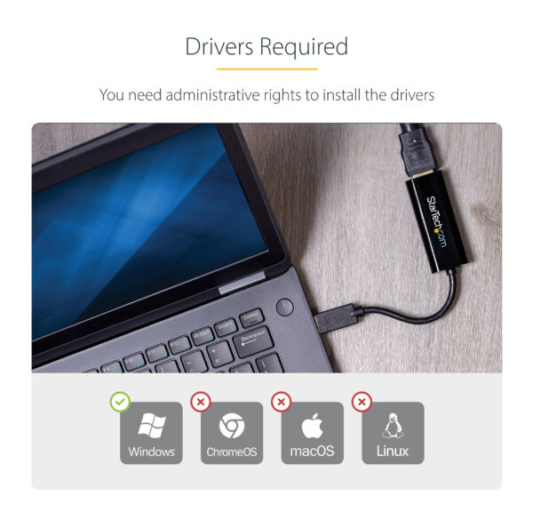 StarTech.com USB 3.0 to HDMI Adapter, USB to HDMI Monitor Converter for Windows, 1080P (no support for macOS/ChromeOS/Linux) - TAA