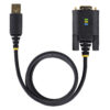 StarTech.com 3ft (1m) USB to Serial Adapter Cable, COM Retention, Interchangeable Screws/Nuts, USB-A to DB9 RS232, FTDI IC, ESD Protection, Windows/macOS/Linux