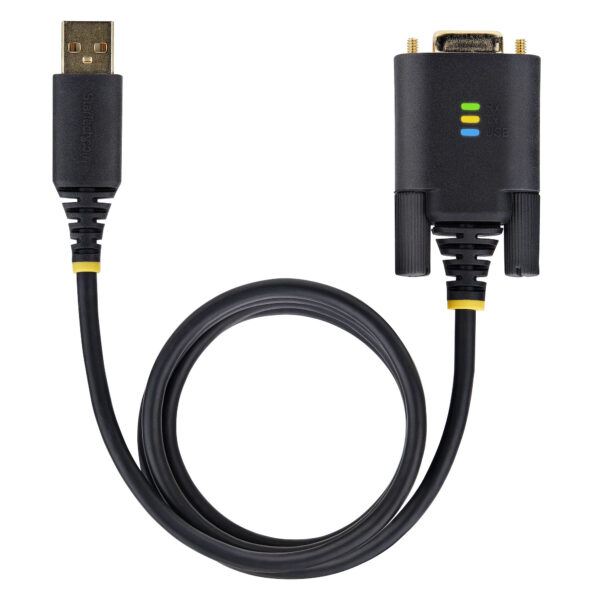 StarTech.com 3ft (1m) USB to Serial Adapter Cable, COM Retention, Interchangeable Screws/Nuts, USB-A to DB9 RS232, FTDI IC, ESD Protection, Windows/macOS/Linux