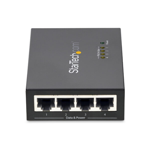 StarTech.com 4-Port Gigabit Midspan - PoE+ Injector - 802.3at/af
