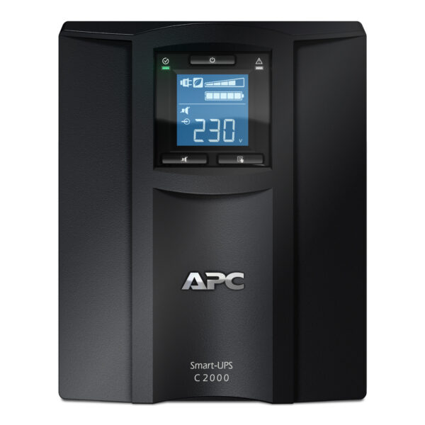 APC Smart-UPS C, Line Interactive, 2000VA, Tower, 230V, 6x IEC C13+1x IEC C19 outlets, USB and Serial communication, AVR, Graphic LCD