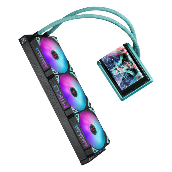 da81af66db700ef267a95a99b0436c6afaed0081.jpg ASUS ROG RYUO IV 360 ARGB Hatsune Miku Edition Processor All-in-one liquid cooler 12 cm Black, Turquoise
