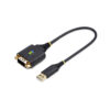 StarTech.com 1ft (30cm) USB to Serial Adapter Cable, COM Retention, Interchangeable Nuts/Screws, USB-A to DB9 RS232, FTDI IC, ESD Protection, Windows/macOS/Linux
