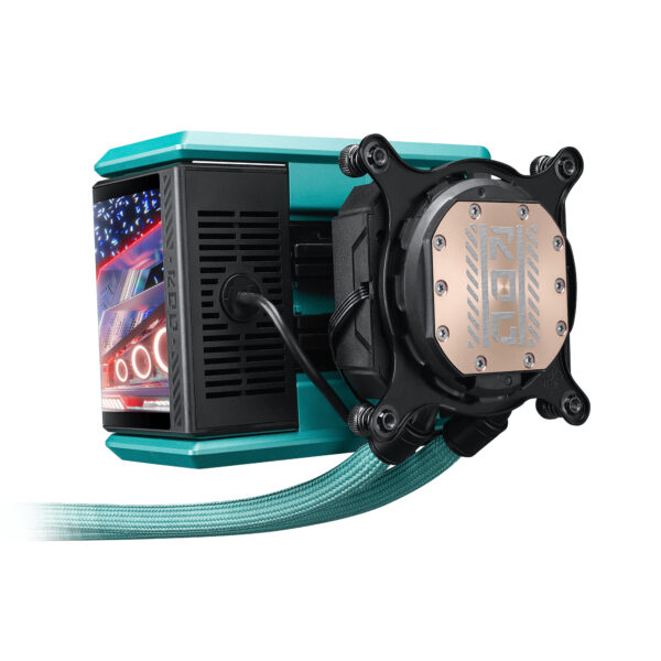 f1ac39d6b7cd1171616c9ed942675643bfac1bab.jpg ASUS ROG RYUO IV 360 ARGB Hatsune Miku Edition Processor All-in-one liquid cooler 12 cm Black, Turquoise