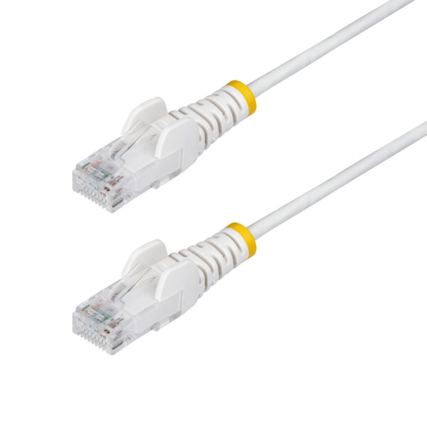 StarTech.com 7m White Slim CAT6 Ethernet Cable, Snagless, 100W PoE, UTP, LSZH, 28AWG Pure Bare Copper Wire, Slim RJ45 Network Patch Cord w/Strain Reliefs, Individually Tested