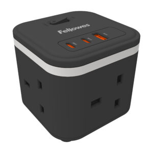 Fellowes Power Cube with 3 Power Socket Extension USB-A & USB-C Ports Fellowes Power Cube with 3 Power Socket Extension USB-A & USB-C Ports