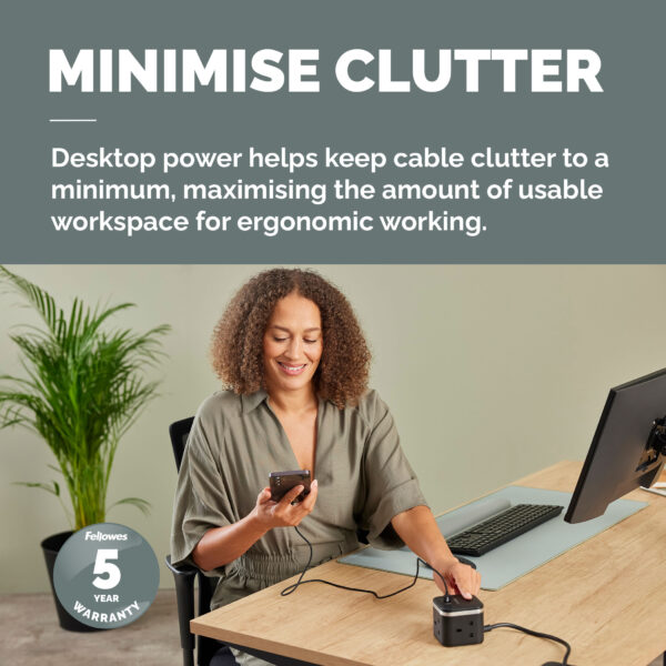 Fellowes Power Cube with 3 Power Socket Extension USB-A & USB-C Ports Fellowes Power Cube with 3 Power Socket Extension USB-A & USB-C Ports