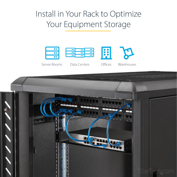 StarTech.com 1U Server Rack Shelf, Universal Rack Mount Cantilever
