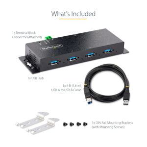 StarTech.com 4-Port Industrial USB 3.0 5Gbps Hub, Rugged USB Hub with
