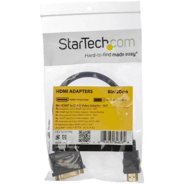 StarTech.com 8in HDMI to DVI-D Video Cable Adapter - HDMI Male to DVI