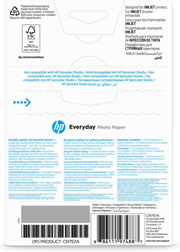 HP Everyday Photo Paper Glossy 200 g/m2 10 x 15 cm (101 x 152 mm) 100
