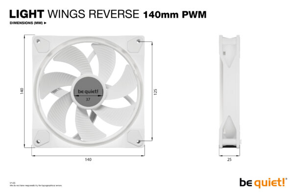 be quiet! Light Wings 140 mm PWM Reverse White Computer case Fan 14